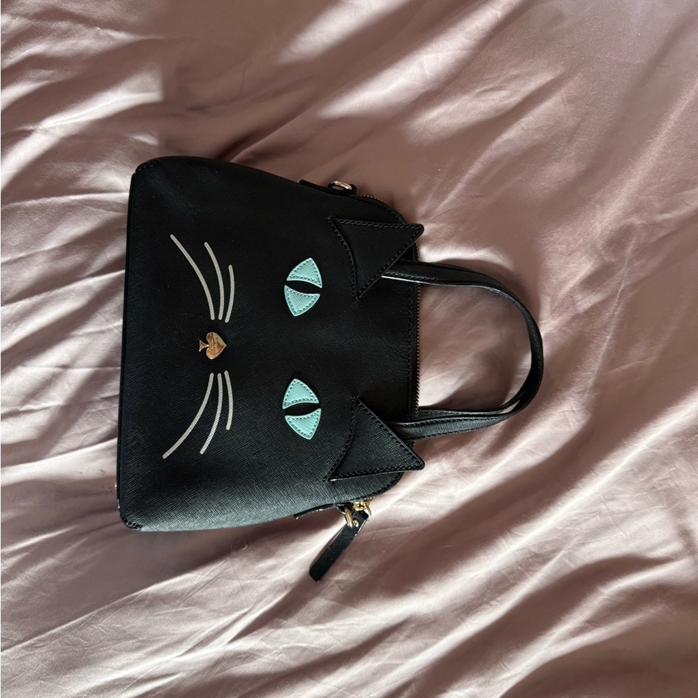 Kate Spade Black Whimsical Cat Mini Bag